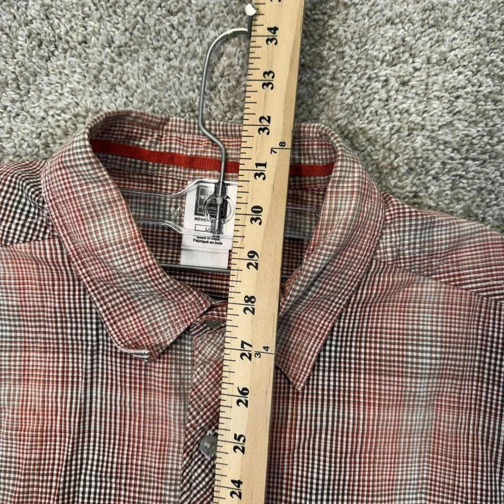 The North Face Shirt Mens Large Button-Down Orange Plaid Short Sleeve EUC